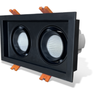 LED Mutil Spotlight vuông 2x 8w KT 200 x 110 x 75mm lỗ khoét 190 x 100mm vỏ đen AS trắng