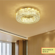 Đèn ốp trần pha lê cao cấp mâm vàng MV9179