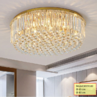 Đèn ốp trần pha lê cao cấp mâm vàng MV9180 D65