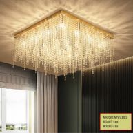Đèn ốp trần pha lê cao cấp mâm vàng MV9185 65x65cm