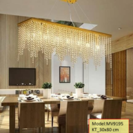 Đèn ốp trần pha lê cao cấp mâm vàng MV9195