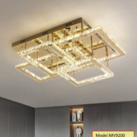 Đèn ốp trần pha lê cao cấp mâm vàng MV9200