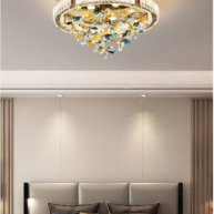 Đèn ốp trần pha lê cao cấp mâm vàng MV9203 D60cm